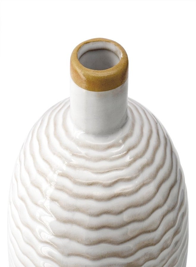 GeLive Vintage White Ceramic Bud Vase - Small Rustic Retro Flower Vase Diffuser Bottle - Farmhouse Boho Vase for Bud Hydroponics Plants - Table Centerpiece - Minimalism Home Decor - Image 4